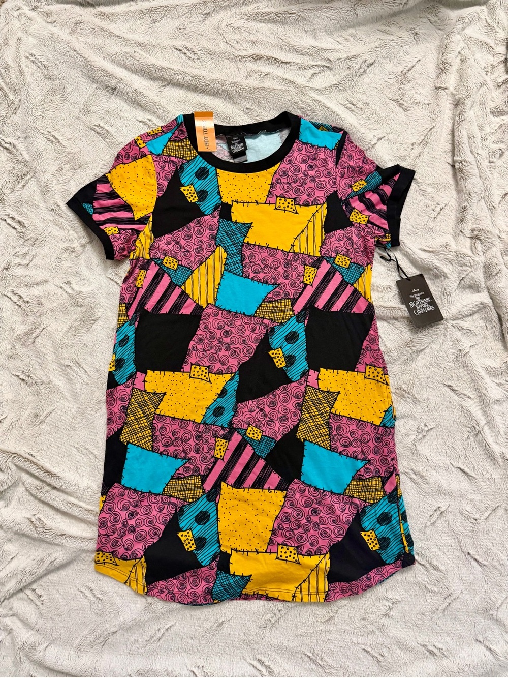 NWT Hot Topic Nightmare Before Christmas Sally Patchwork T Shirt Dress Size L